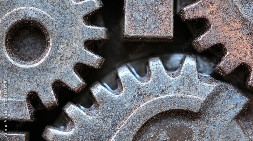 Close-up of Rusty Metal Gears and Cogs in Texture Close-up of Rusty Metal Gears and Cogs in Texture