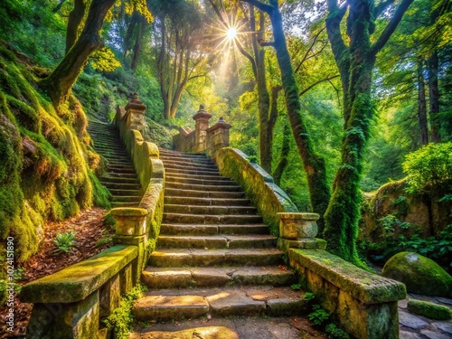 Stone Staircase in Bussaco National Forest - Urban Exploration Photography photo