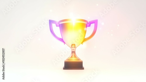 Golden trophy with glowing light.