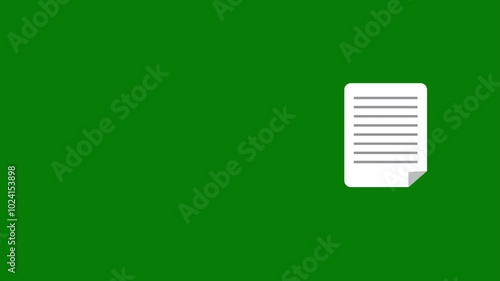 Document slide up looping video. Green screen.