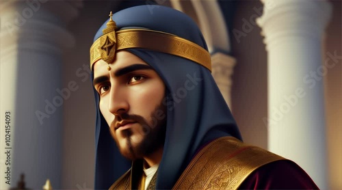 A man in traditional clothing poses with a sword beside a statue of a soldier, showcasing cultural heritage and strength