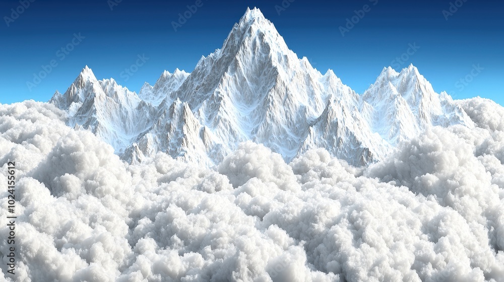 Obraz premium Majestic Mountain Peak Soaring Above Cloudscape Dramatic Nature Landscape Photography