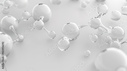 Abstract Technology White Molecules 3D Background - a futuristic and innovative visual. The white molecules create a sense of advanced technology and connectivity.