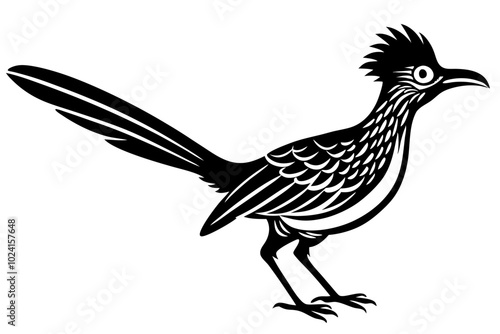 roadrunner bird vector silhouette, roadrunner bird icon vector