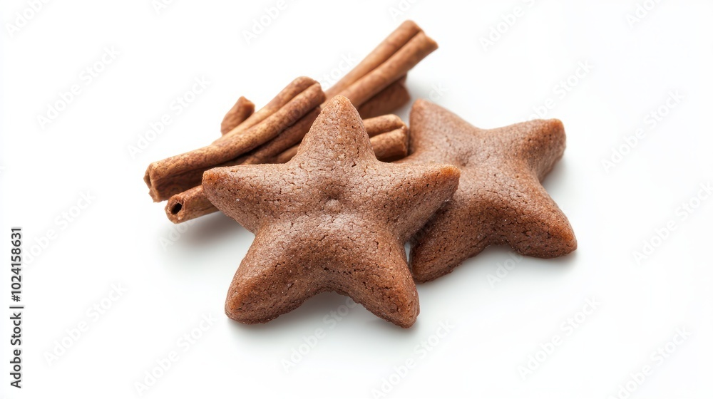 cinnamon stars, christmas cookies isolated on white background cinnamon stars, christmas cookies isolated on white background
