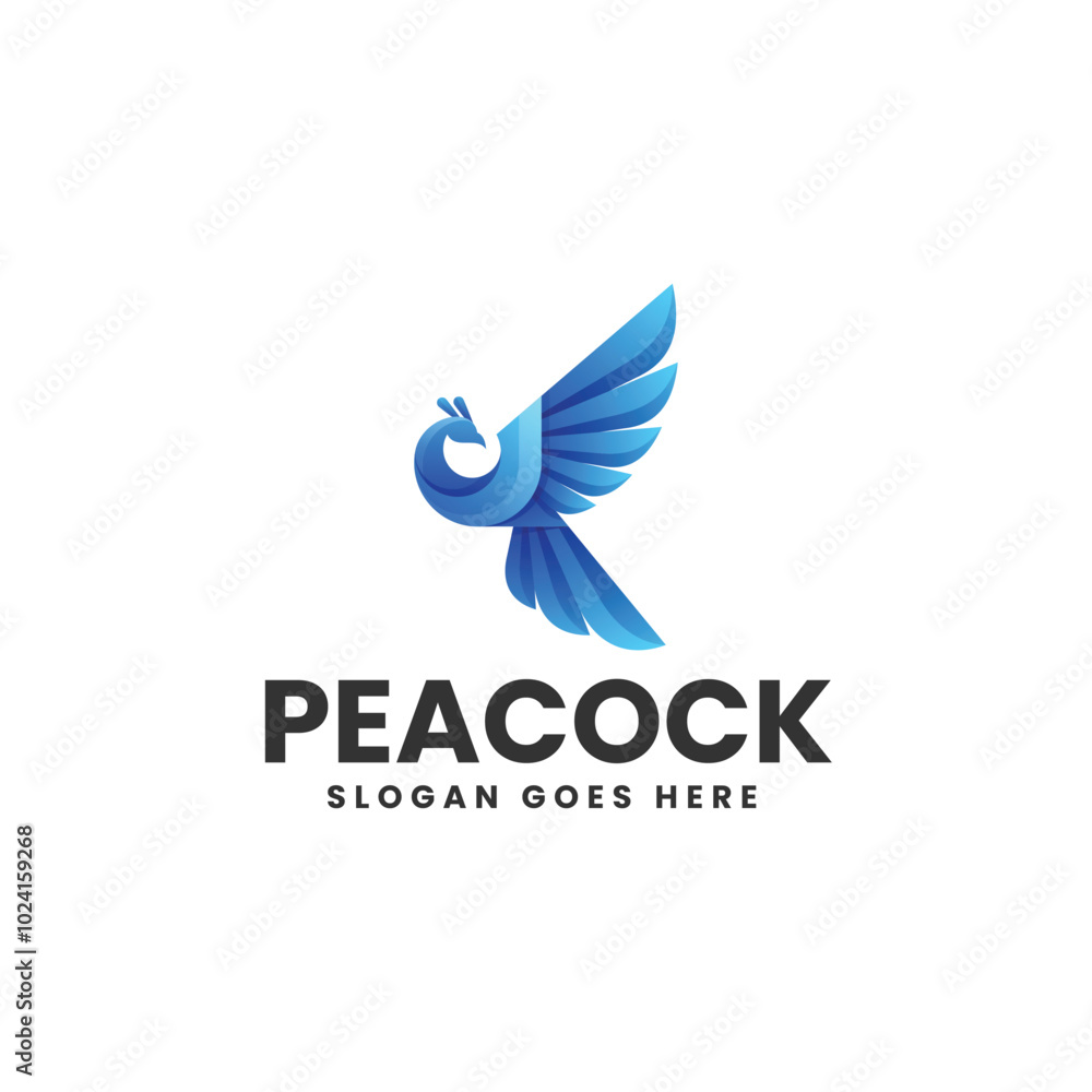 Fototapeta premium Vector Logo Illustration Peacock Gradient Colorful Style