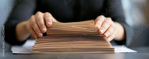 Hands sorting documents into labeled folders, showcasing the process of organizing a filing system, rearrange, organize, system