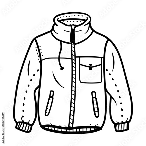 A hand drawn icon of a hiking fleece jacket, perfect for staying warm during outdoor adventures
