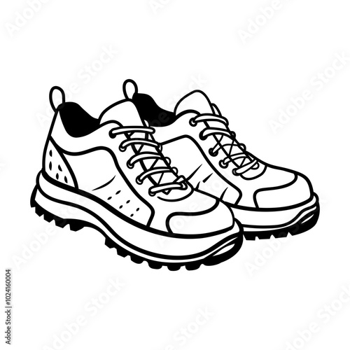 Hand drawn icon of hiking footwear