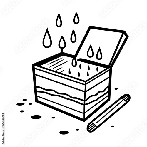 Hand drawn icon of waterproof matches in a sealed box