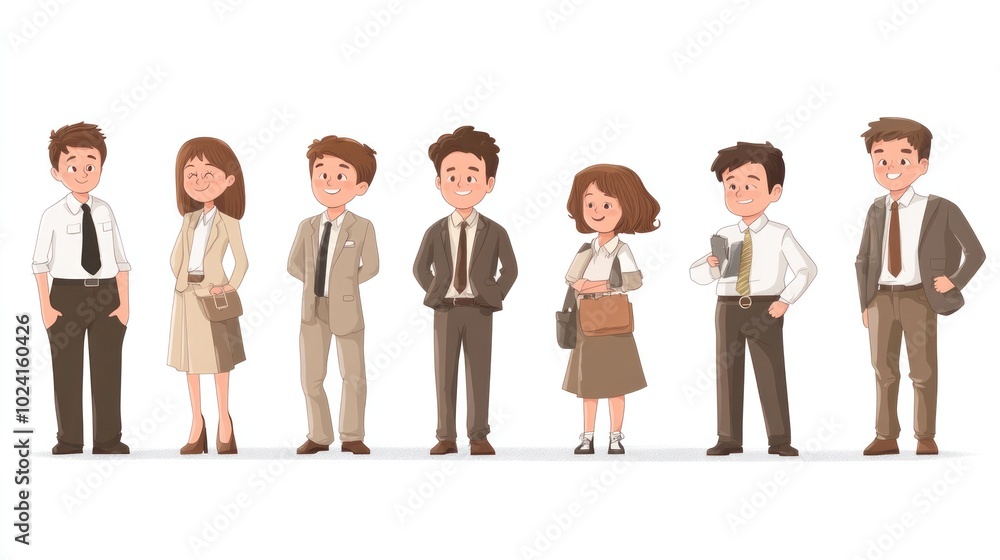 Business staff vector design set, showcasing a variety of characters in different roles within a corporate office