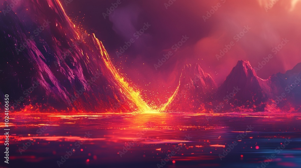 Lava illustration for background with some sparkling fire Lava illustration for background with some sparkling fire