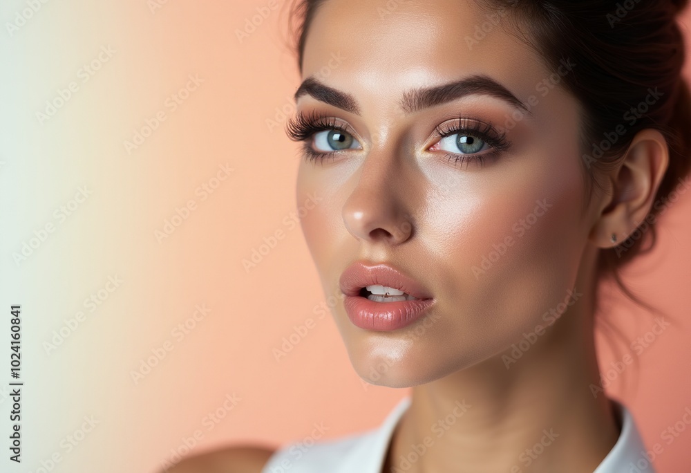 High-Resolution Studio Shots Featuring European and American Models: Smooth Skin, Colorful Eye Makeup, and a Simple Background for Captivating Eyelash Advertisements High-Resolution Studio Shots Featuring European and American Models: Smooth Skin, Colorful Eye Makeup, and a Simple Background for Captivating Eyelash Advertisements