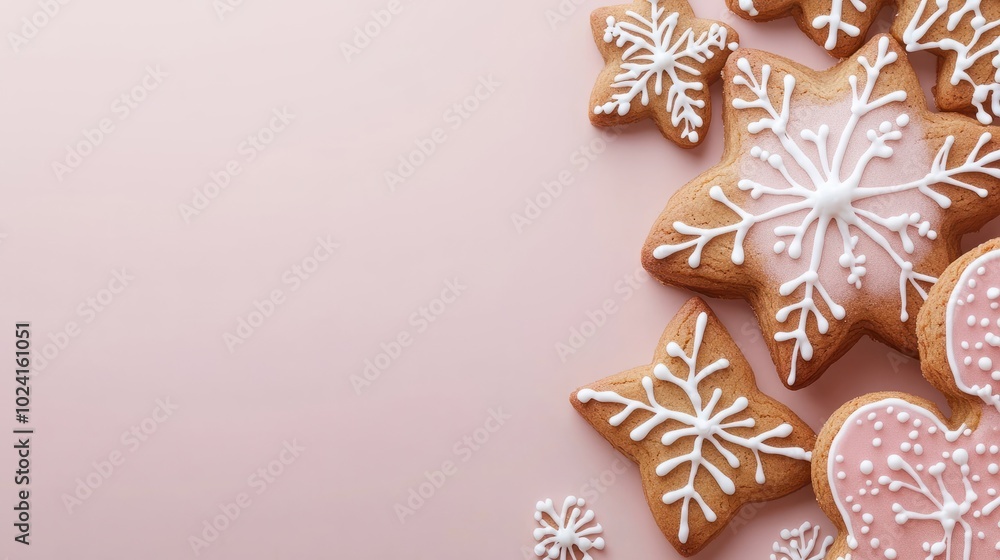 Delicious gingerbread cookies on isolated pastel background Copy space Delicious gingerbread cookies on isolated pastel background Copy space