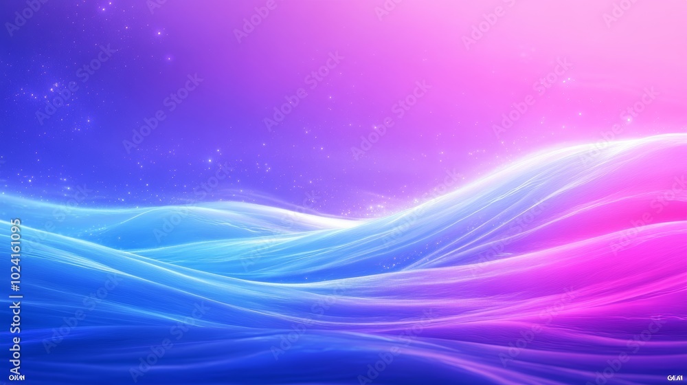Sky line waves background with some particles lights, blue and purple tone colors Sky line waves background with some particles lights, blue and purple tone colors