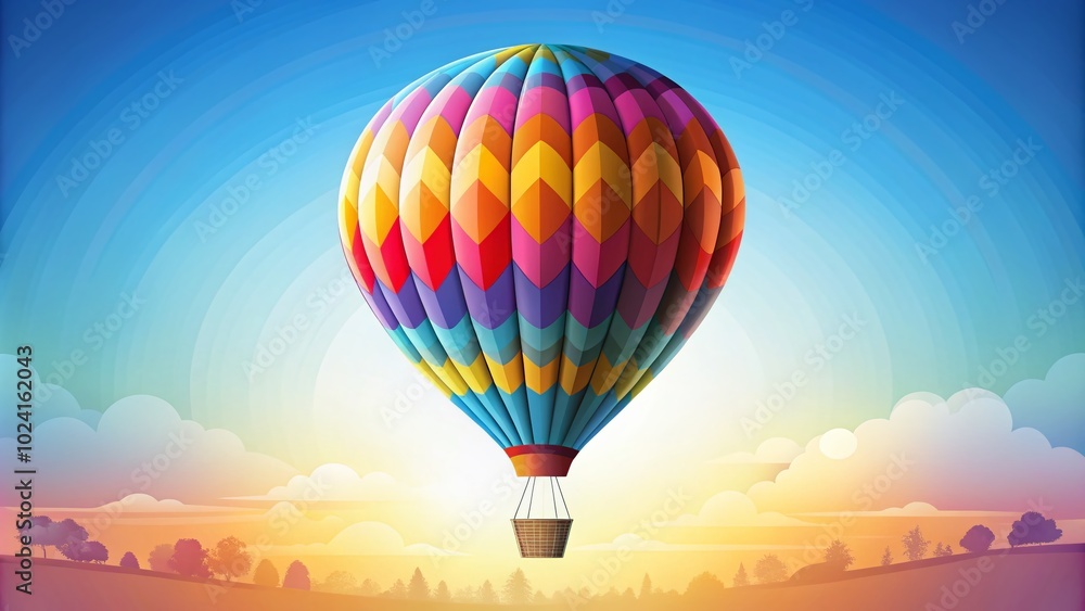 Fototapeta premium Trendy Hot Air Balloon Icon Silhouette Vector Design for Unique Branding and Creative Projects, Perfect for Marketing