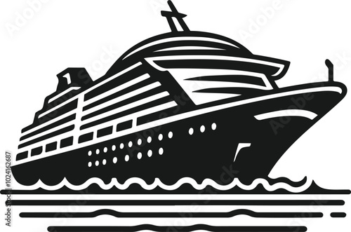 cruise ship silhouette design vector art illustration