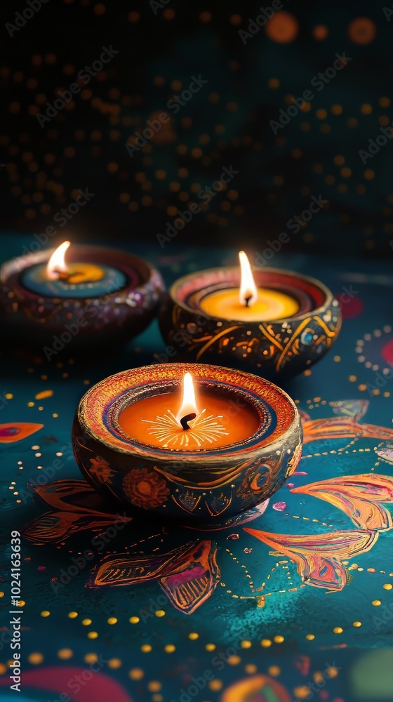 Diwali props in a modern conceptual artistic style Diwali props in a modern conceptual artistic style