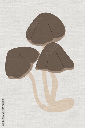 A cozy and aesthetic collection of earth tone mushroom illustrations, inspired by the quiet beauty of nature. Each mushroom is drawn in warm, muted colors — beige, terracotta, brown, olive, and cream 