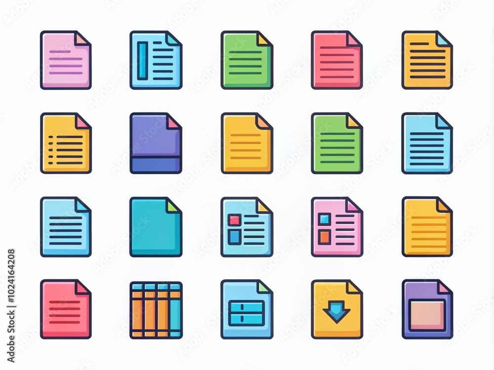 Vector Set of Document Icons with Editable Stroke - Linear File Pictograms for Modern Design Projects and Presentations Vector Set of Document Icons with Editable Stroke - Linear File Pictograms for Modern Design Projects and Presentations