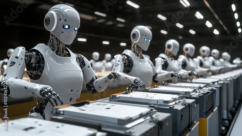 Robots are now winning employee of the month awards, taking jobs once held by humans. This rise of robot workers is causing unemployment as factories use machines to make things. 