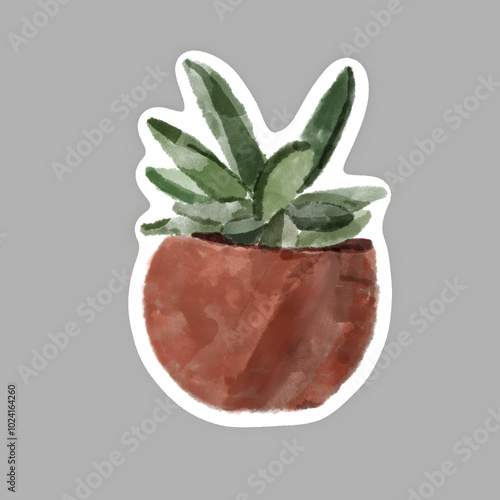 Green cactus sticker illustration with a creative and cheerful design photo