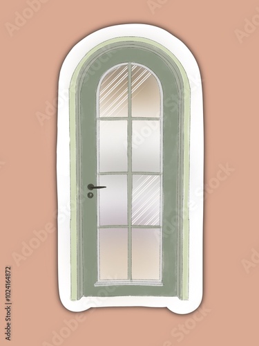 Modern and vintage door sticker illustrations clipart, blending contemporary and classic design elements for a stylish and timeless aesthetic