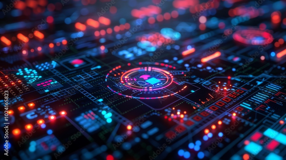 Abstract Technology Background with Financial Elements Abstract Technology Background with Financial Elements