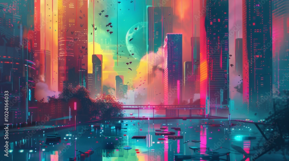 Obraz premium Lofi design with a mix of vibrant hues.