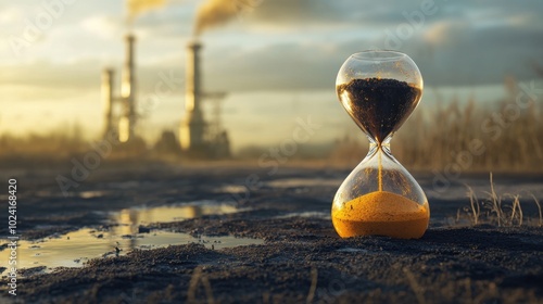 Counting Down: Symbolic Hourglass Representing Limited Fossil Fuel Use photo