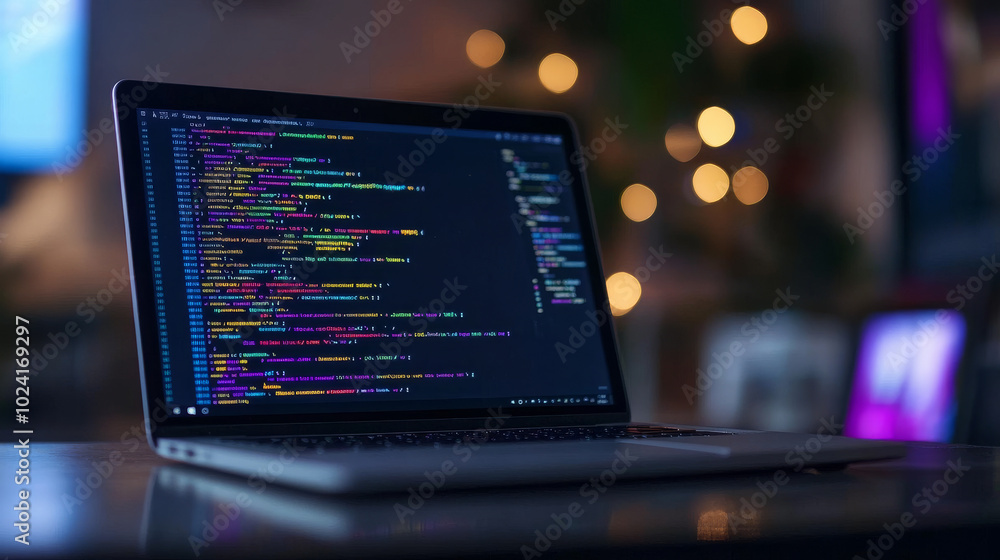 Building websites and apps that work on any device. The image shows a laptop with code and symbols related to internet technology, search engine optimization, and website design. Building websites and apps that work on any device. The image shows a laptop with code and symbols related to internet technology, search engine optimization, and website design.
