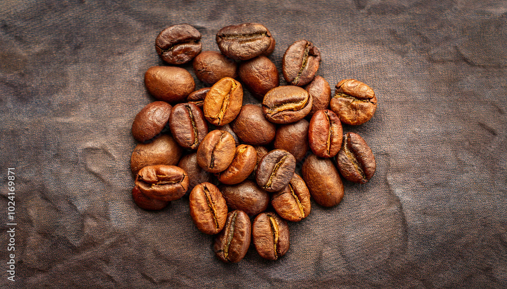 Naklejka premium Close-up of roasted Arabica coffee beans