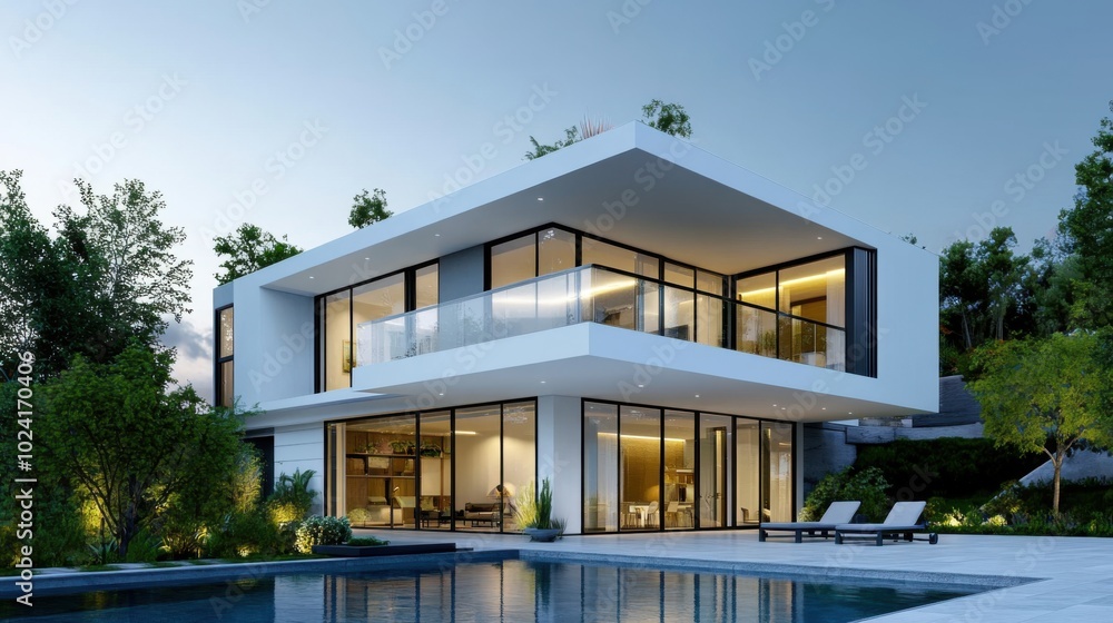 Fototapeta premium Elegant Modern Villa with Contemporary Design