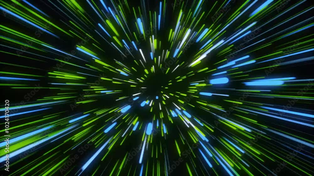 green and blue neon lights moving forward against a black background and noise green and blue neon lights moving forward against a black background and noise