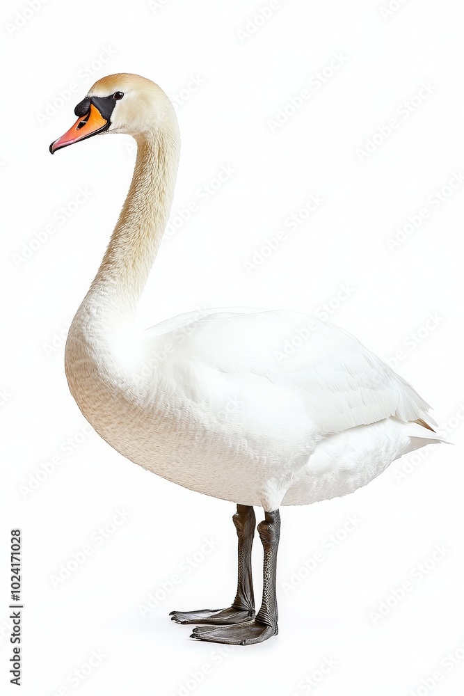 Mute Swan. White Cygnet with Elegant Feathers and Majestic Beak Mute Swan. White Cygnet with Elegant Feathers and Majestic Beak