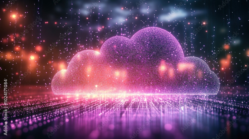Colorful Abstract Cloud with Digital Elements Colorful Abstract Cloud with Digital Elements