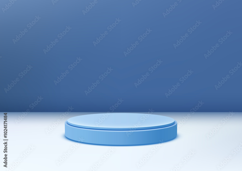 Minimalistic Blue Podium on a White Floor with a Blue Background for Product Display, Modern Showcase, or Branding Mockups Minimalistic Blue Podium on a White Floor with a Blue Background for Product Display, Modern Showcase, or Branding Mockups