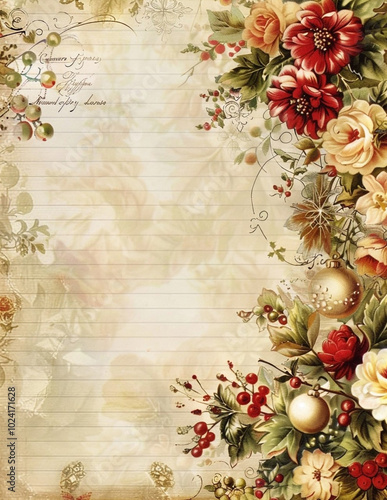 Vintage Christmas Florals Journal Pages