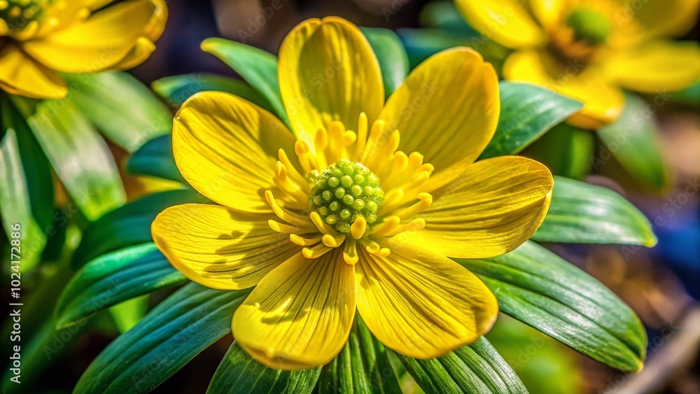 Winter Aconite: Early Blooming Yellow Flowers Signaling Spring's Arrival in the Buttercup Family Ranunculaceae Winter Aconite: Early Blooming Yellow Flowers Signaling Spring's Arrival in the Buttercup Family Ranunculaceae