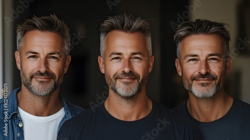 Hair restoration journey post with headshots, showing hair loss before treatment and the impressive regrowth and thickening achieved afterward