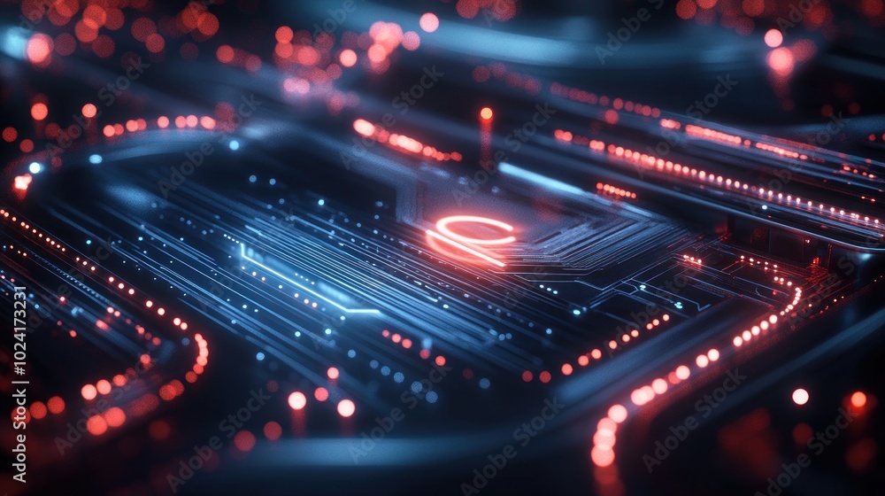 Futuristic Technology Circuit Design with Neon Lights Futuristic Technology Circuit Design with Neon Lights