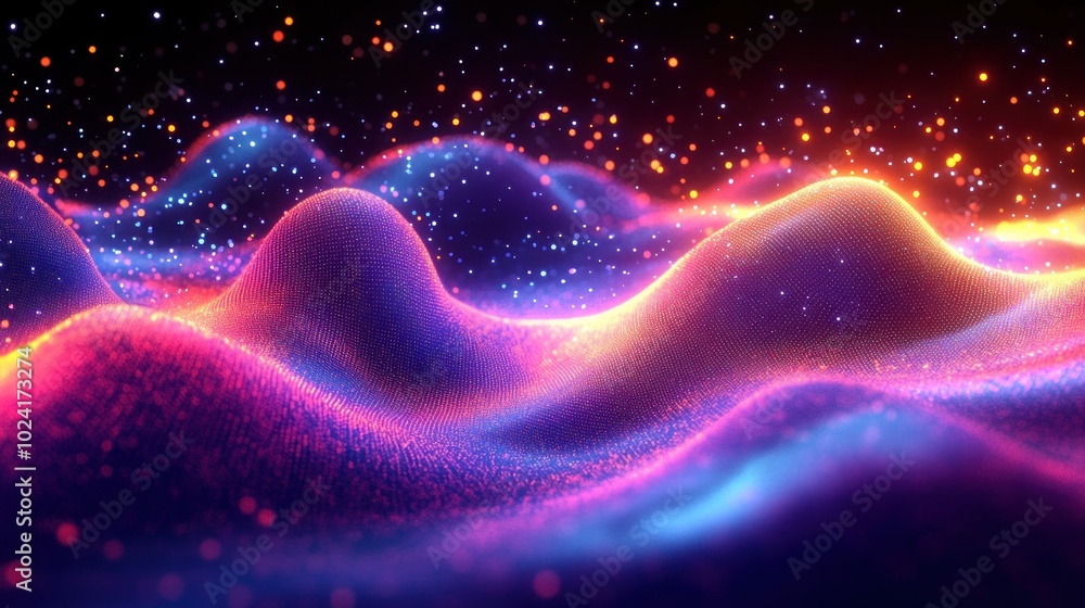 Colorful Fractal Mesh Waves in Neon Glow Colorful Fractal Mesh Waves in Neon Glow