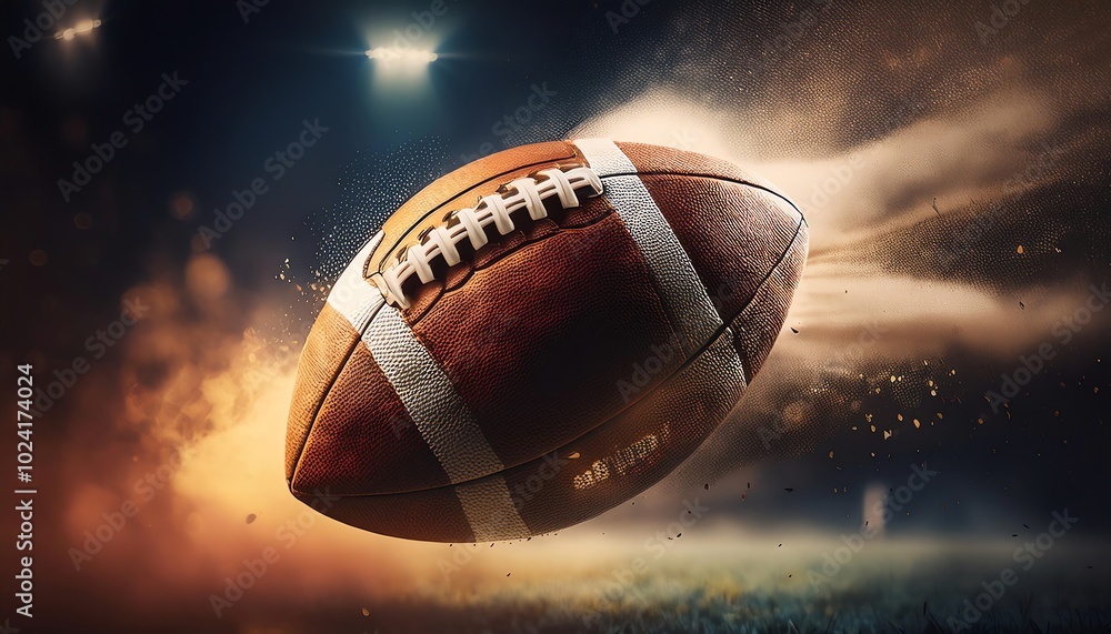A high-speed football in motion with dynamic lighting effects, showcasing the excitement of the game. A high-speed football in motion with dynamic lighting effects, showcasing the excitement of the game.