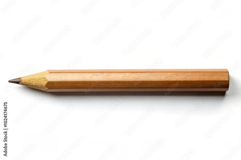 Obraz premium Single brown pencil isolated on white background