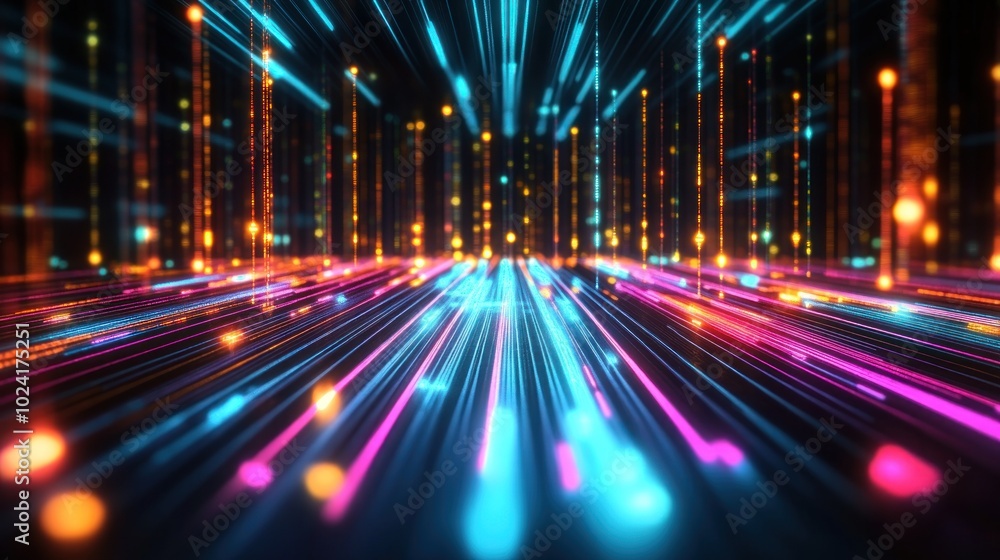 Futuristic Digital Space with Colorful Lights Futuristic Digital Space with Colorful Lights