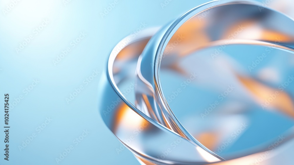 Elegant Metal Rings with Soft Blue Background Elegant Metal Rings with Soft Blue Background