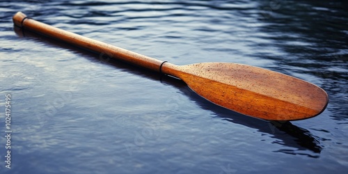 Oar for Canoeing. Wooden Paddle for Fun Water Exercising with Copy Space