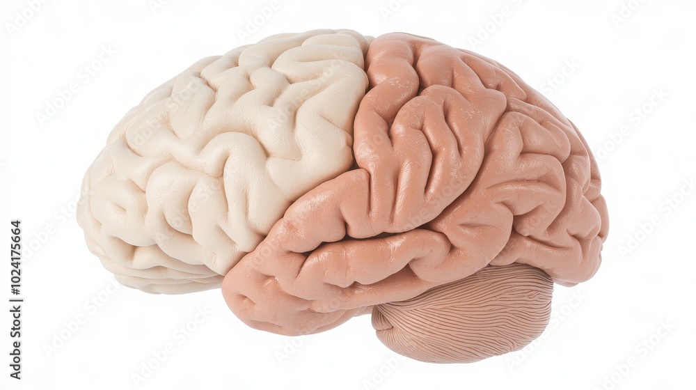 Human Brain Anatomy 3D Model Side View Realistic Medical Illustration Human Brain Anatomy 3D Model Side View Realistic Medical Illustration