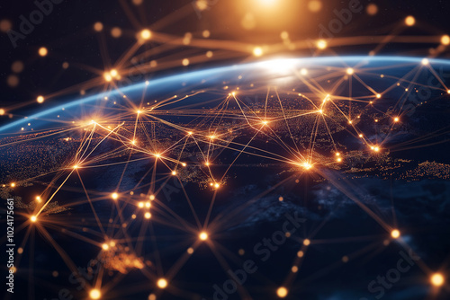 Wallpaper Mural Global network connection representing interconnected planet with bright nodes Torontodigital.ca