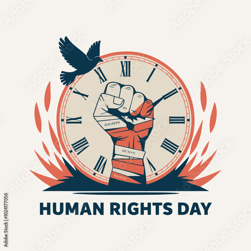 Universal Human Rights Day Month card, poster, December, vector illustration	